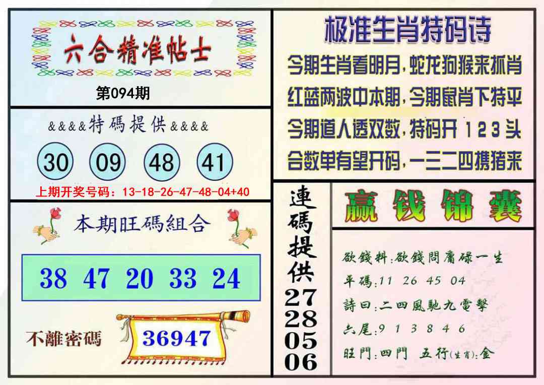 094期精准贴士[图]